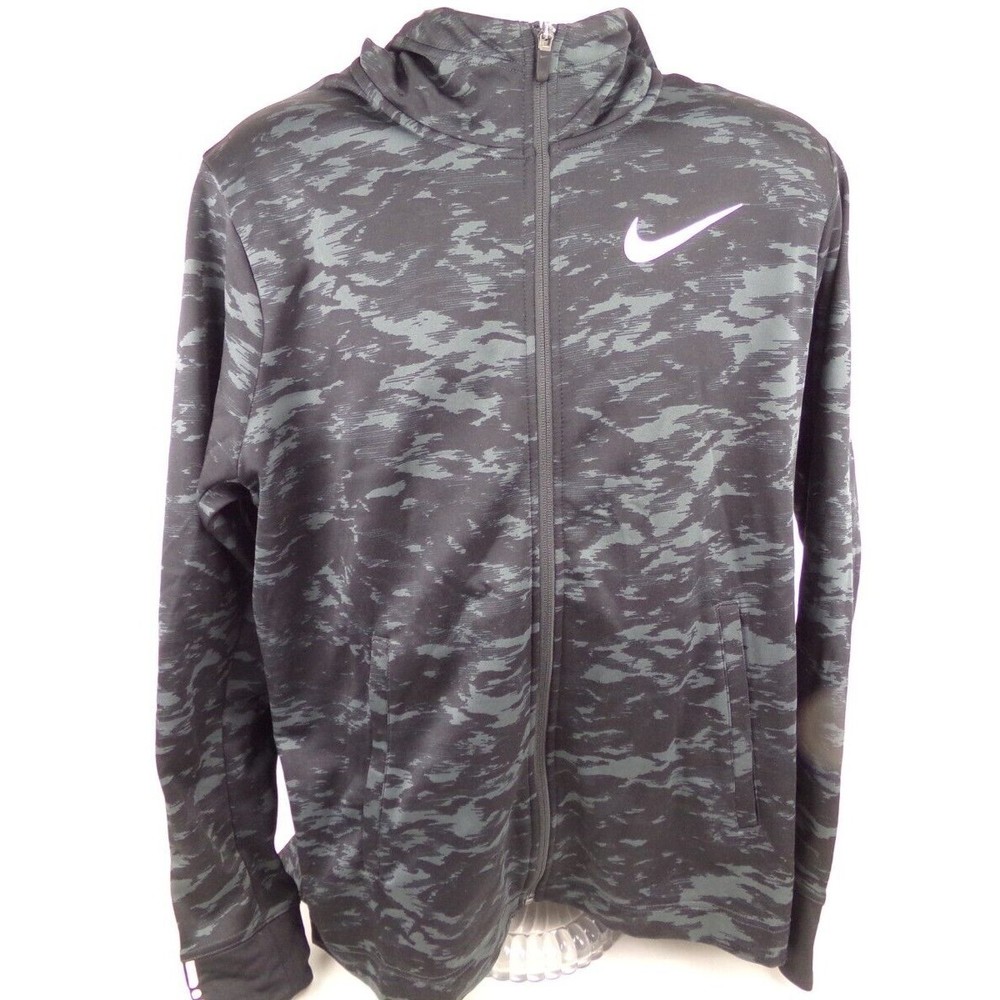 Nike Therma Elite Printed Basketball Hoodie XL Black Geometric Dri-Fit Full Zip